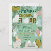 Dinosaur stomp chomp and roar birthday invitation  (正面)