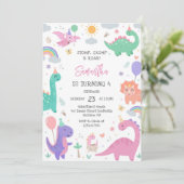 Dinosaur Stomp Chomp Roar Birthday Party  招待状 (スタンド正面)