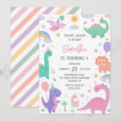 Dinosaur Stomp Chomp Roar Birthday Party  招待状 (正面/裏面)