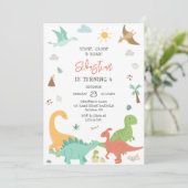 Dinosaur Stomp Chomp Roar Birthday Party  招待状 (スタンド正面)