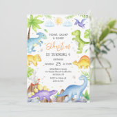 Dinosaur Stomp Chomp Roar Birthday Party  招待状 (スタンド正面)