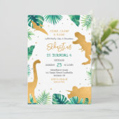 Dinosaur Stomp Chomp Roar Birthday Party 招待状 (スタンド正面)