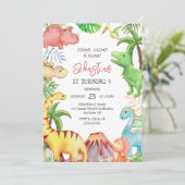 Dinosaur Stomp Chomp Roar Birthday Party 招待状 (スタンド正面)