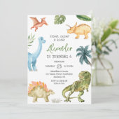 Dinosaur Stomp Chomp Roar Birthday Party 招待状 (スタンド正面)