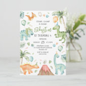 Dinosaur Stomp Chomp Roar Birthday Party 招待状 (スタンド正面)