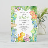 Dinosaur Stomp Chomp Roar Birthday Party 招待状 (スタンド正面)