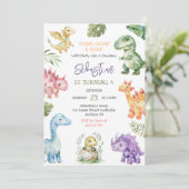 Dinosaur Stomp Chomp Roar Birthday Party 招待状 (スタンド正面)