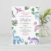 Dinosaur Stomp Chomp Roar Birthday Party  招待状 (スタンド正面)