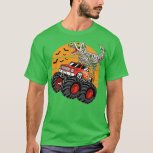 DInosaur Tレックスミイラ乗馬モンスタートラックハロウィー Tシャツ
