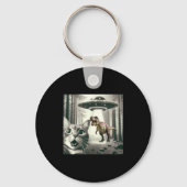 Dinosaur T Alien Cat Selfie UFO Rex キーホルダー (正面)