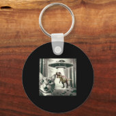 Dinosaur T Alien Cat Selfie UFO Rex キーホルダー (正面)