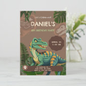 Dinosaur T-Rex Birthday Party 招待状 (スタンド正面)