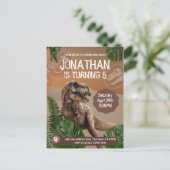 Dinosaur T rex Birthday Theme Party ポストカード (スタンド正面)