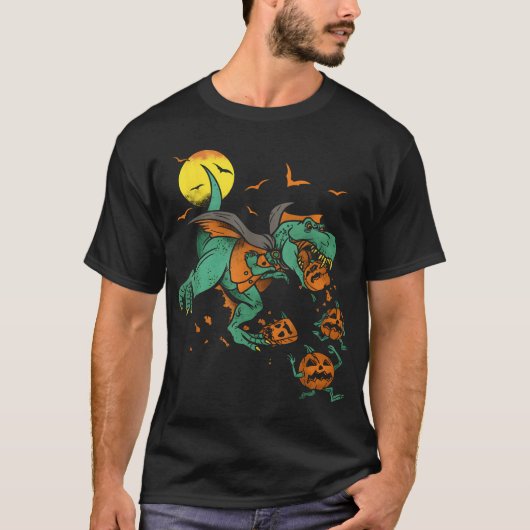 Dinosaur T Rex Boo Halloween Boys Pumpkin Matching Tシャツ (正面)