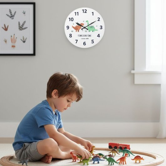Dinosaur T-Rex Brontosaurus Kids Wall Clock ラージ壁時計