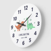 Dinosaur T-Rex Brontosaurus Kids Wall Clock ラージ壁時計 (傾斜)