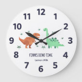 Dinosaur T-Rex Brontosaurus Kids Wall Clock ラージ壁時計 (正面)