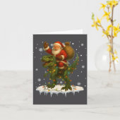 Dinosaur T Rex Christmas Santa Boys Men Girls Xmas カード (黄色い花)