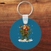 Dinosaur T Rex Christmas Santa Boys Men Girls Xmas キーホルダー (正面)