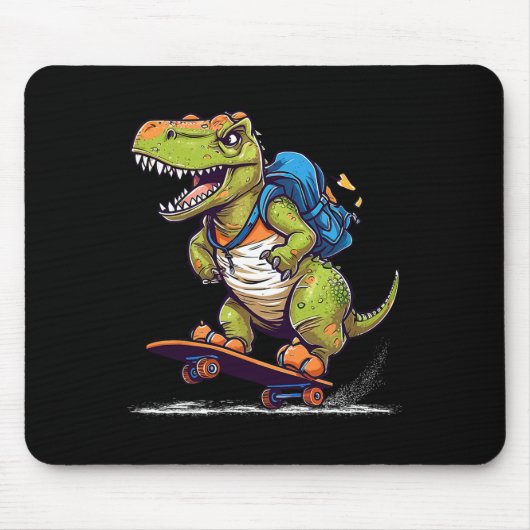 Dinosaur T Rex Cool Skateboarding Dinosaur Skater  マウスパッド (正面)