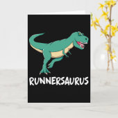 Dinosaur T-rex Dino Funny Exercise Cardio Running  カード (黄色い花)