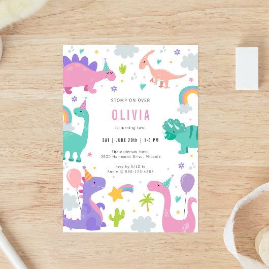 Dinosaur T-Rex Dino Party Kids Birthday Invitation 招待状