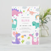 Dinosaur T-Rex Dino Party Kids Birthday Invitation 招待状 (スタンド正面)