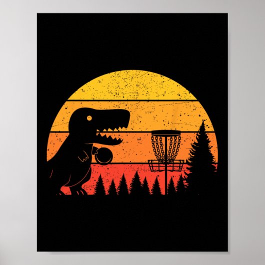 Dinosaur T-rex Disc Golf Player Sports Lovers ポスター (正面)