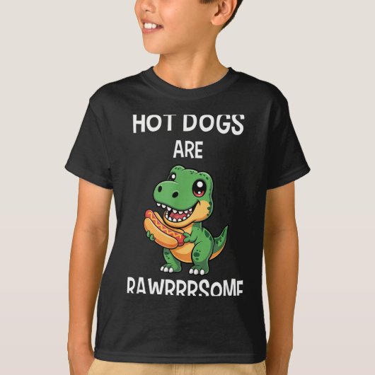 Dinosaur T Rex Hot Dog Shirt Funny Hot Dogs Are Ra Tシャツ (正面)