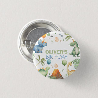 Dinosaur T-Rex in Party Hat Birthday Boy or Girl B 缶バッジ