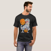 Dinosaur T Rex Mummy Pumpkin With Moon Halloween C Tシャツ (正面フル)