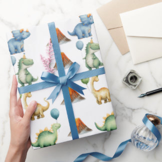 Dinosaur T-rex Name Age Wrapping Paper ラッピングペーパー