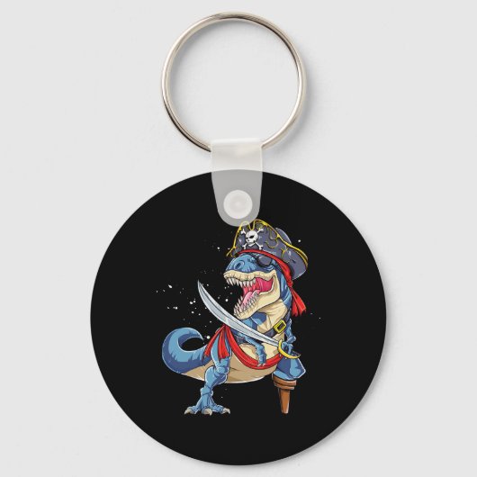 Dinosaur T Rex Pirate Jolly Roger Halloween Funny  キーホルダー (正面)