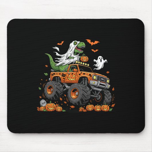 Dinosaur T-rex Riding Monster Truck Halloween Men  マウスパッド (正面)