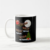 Dinosaur T-rex Santa Sleigh Flying Funny Magical C コーヒーマグカップ (左)