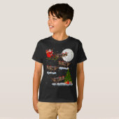 Dinosaur T-rex Santa Sleigh Flying Funny Magical C Tシャツ (正面フル)