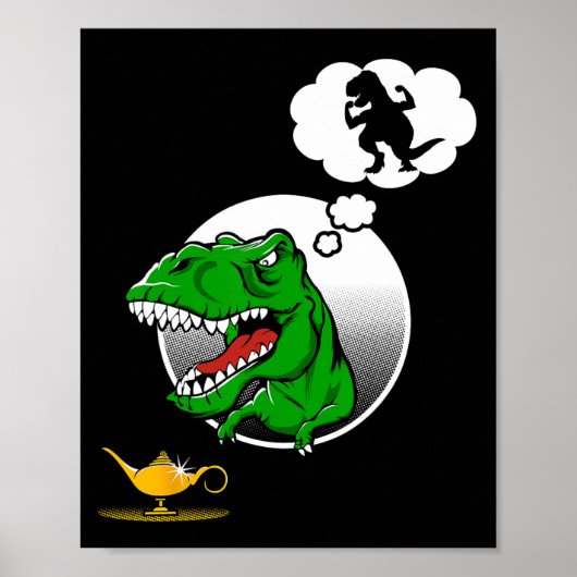 Dinosaur T-rex Short Arms Funny Joke Genie Lamp  ポスター (正面)