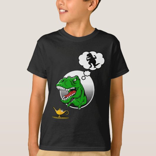 Dinosaur T-rex Short Arms Funny Joke Genie Lamp  Tシャツ (正面)