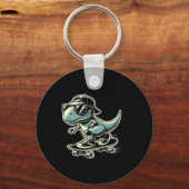 Dinosaur T Rex Skateboarding Funny Retro Skating  キーホルダー (正面)
