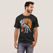 Dinosaur T rex Skeleton Halloween Pumpkin Boys Kid Tシャツ (正面フル)