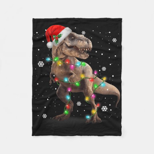 Dinosaur T-rex Tree Christmas Xmas Pet Dino Trex  フリースブランケット (正面)