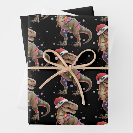 Dinosaur T-rex Tree Christmas Xmas Pet Dino Trex  ラッピングペーパーシート (インサイチュ)