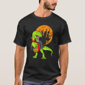 Dinosaur T Rex Vampire Halloween Candy Pumpkin Tシャツ (正面)