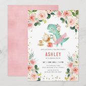 Dinosaur Tea Party Birthday Invitation 招待状 (正面/裏面)