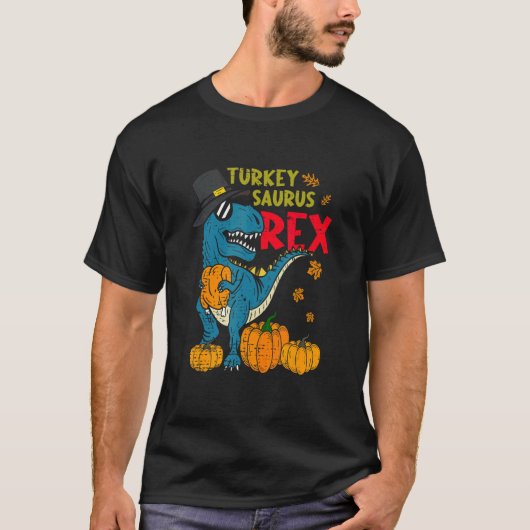 Dinosaur Thanksgiving Day Turkey Saurus rex Turkey Tシャツ (正面)