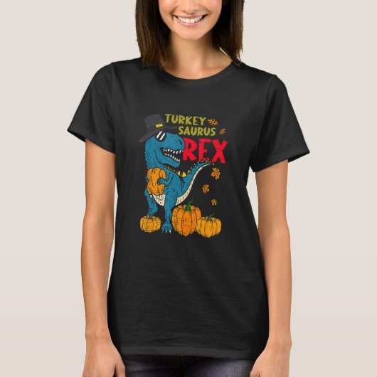 Dinosaur Thanksgiving Day Turkey Saurus rex Turkey Tシャツ (正面)