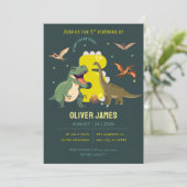 Dinosaur theme boy 5th birthday  招待状 (スタンド正面)
