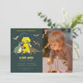 Dinosaur theme boy 5th birthday  招待状 (スタンド正面)