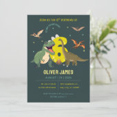 Dinosaur theme boy 6th birthday  招待状 (スタンド正面)