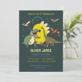 Dinosaur theme boy 9th birthday  招待状 (スタンド正面)